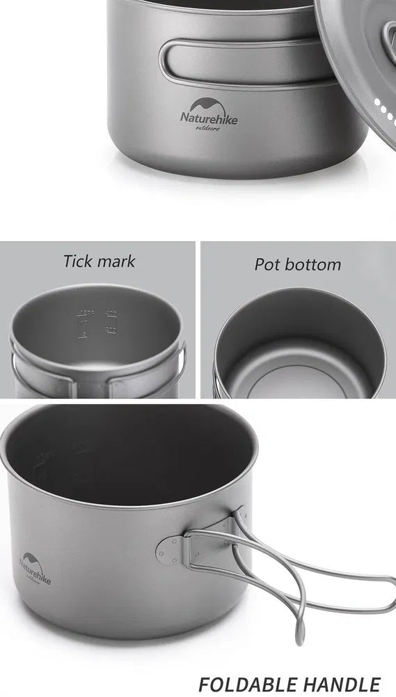 Naturehike TDG02 outdoor Ti pot (1300ML) - Ti Color