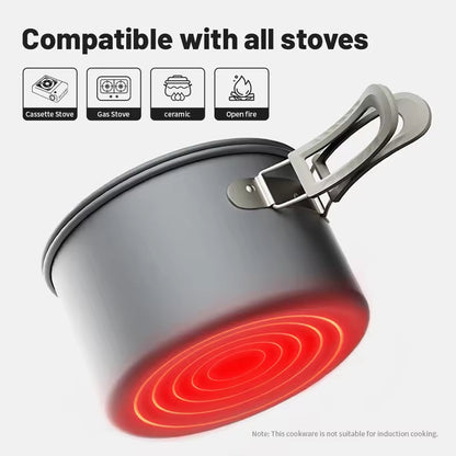 Naturehike Wild Trekking Aluminium Alloy Pot Set - Dark Grey (4pcs)