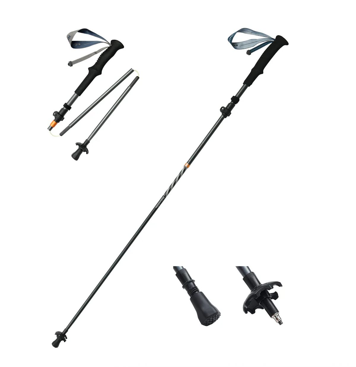 Naturehike Gale UL Carbon And Aluminum Five-Section Adjustable Folding Trekking Pole 115-135cm - Deep Space Gray