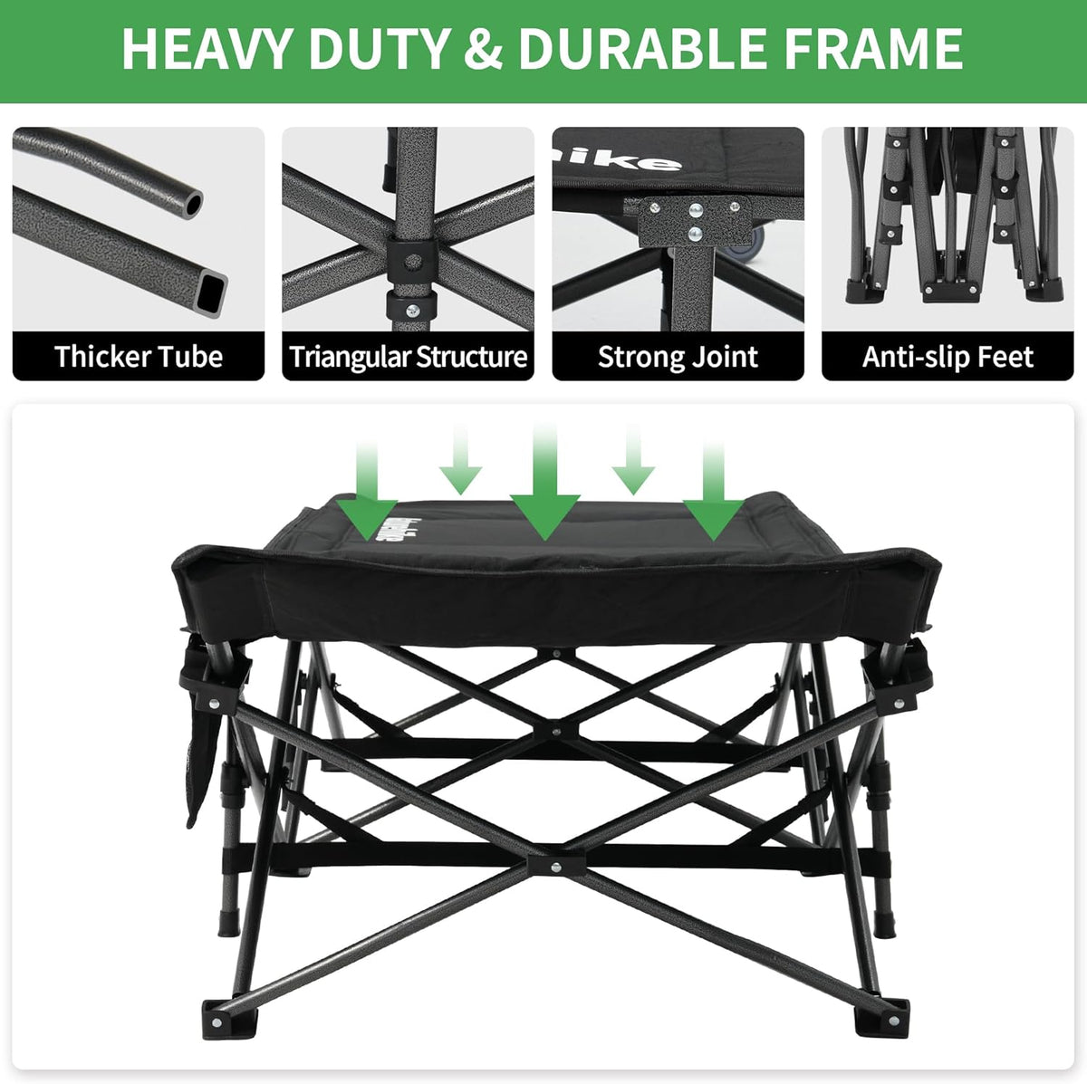 Naturehike Xingye Outdoor Folding Camp Single Bed 190x70x36 - Black