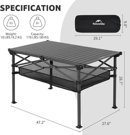 Naturehike Simple Star H01 Foldable Table 120x70x73 - Black