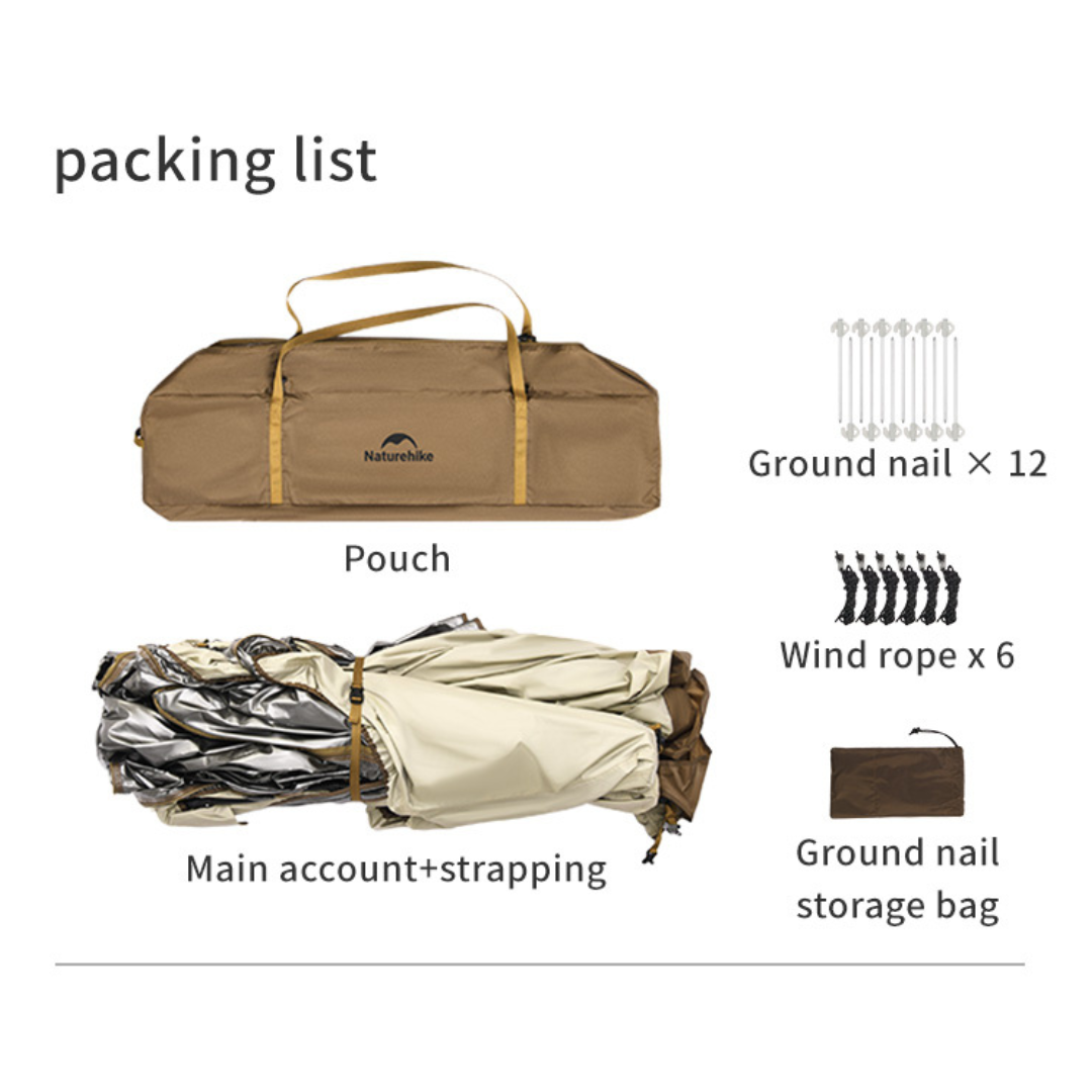 Naturehike Cloud Boundar Quick Opening Canopy 462x400x224 - Hexagonal - Quicksand Gold