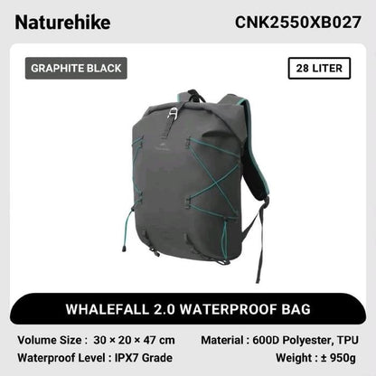 Naturehike Whale-fall Waterproof Backpack IPX7 28L - Black