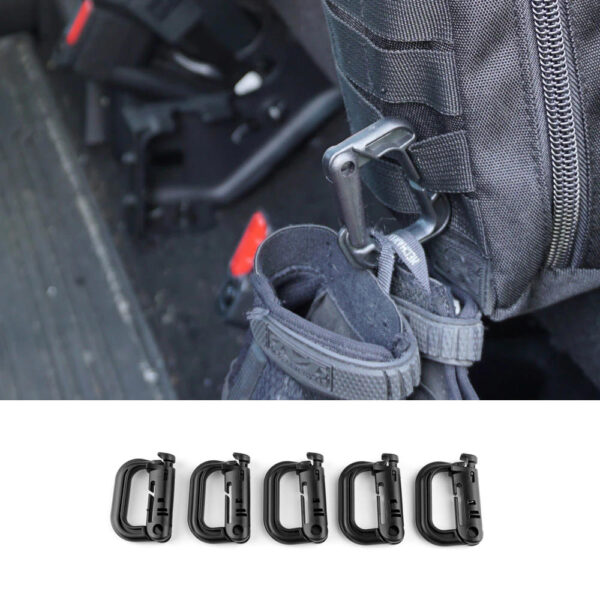 BUILTRIGHT | LOCKING TECH PANEL CARABINERS | BLACK | 5 PC KIT