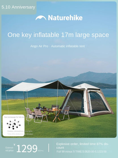 Naturehike Ango Pro Inflatable Tent 240x240x180 - Khaki/Brown