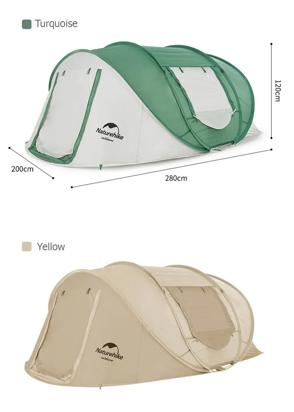 Naturehike 3-4 Hand Pop Up Automatic Tent - Apricot