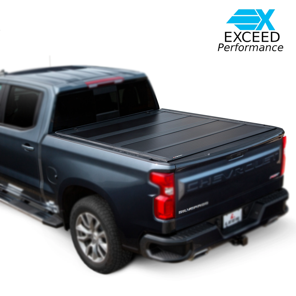 Exceed Hard Tri Fold Bed Cover |5'9" Bed GMC/Chevy Sierra /Silverado 1500/2500/3500 14-19 (Kit)
