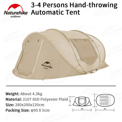 Naturehike 3-4 Hand Pop Up Automatic Tent - Apricot