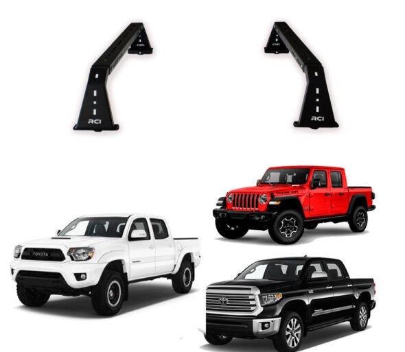 RCI | UNIVERSAL 9″ BED BARS STEEL BLACK POWDER COAT PAIR | JT/TUNDRA/TACOMA | FACTORY ACCESSORY RAILS MOUNTS FOR DRILL FREE INSTALLATION